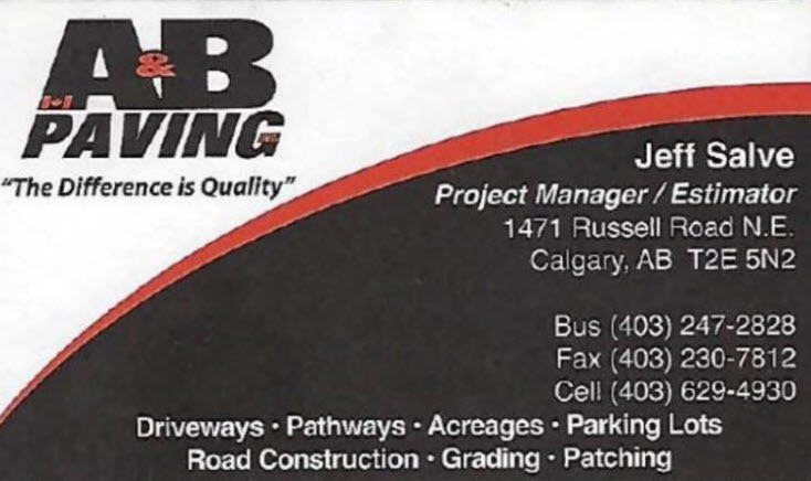 Jeff Salve - AB Paving Business Card
