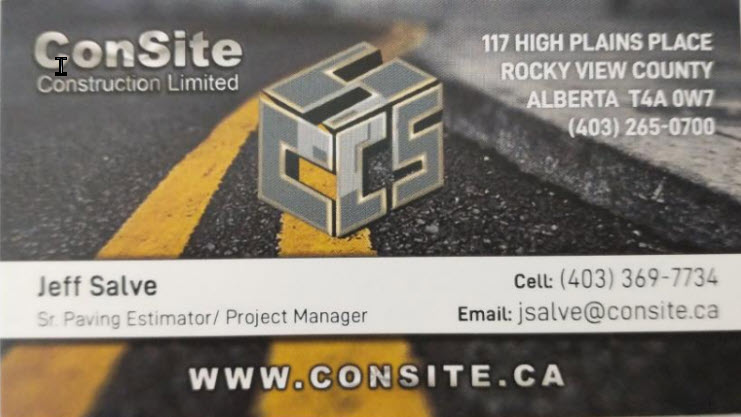 Jeff Salve - ConSite Construction Business Card